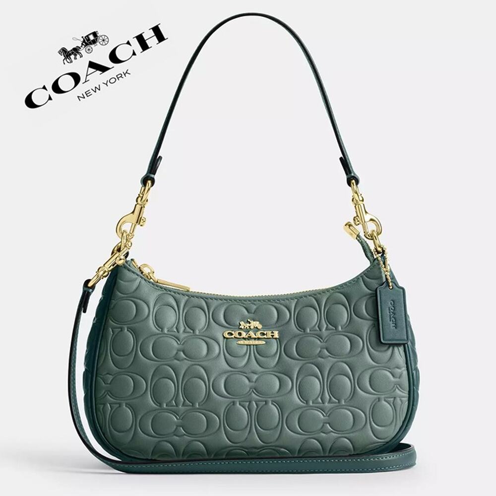 ❤️ Coach Teri Shoulder Bag In Blocked Signature Leather